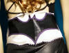 batman begins style cincher, white black and purple, trimmed, rear view, reversible